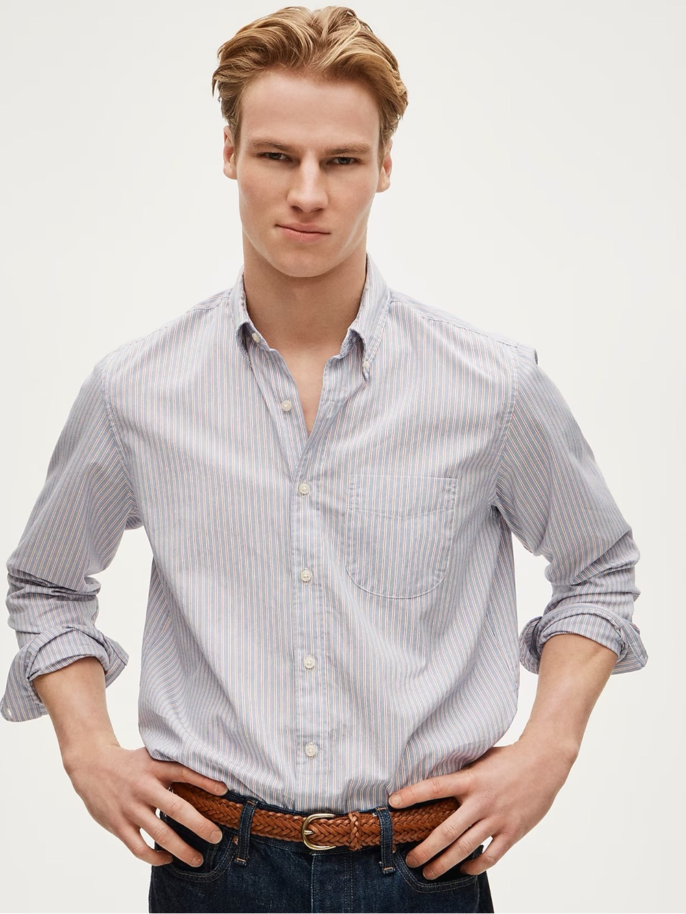 J. CREW Poplin shirt with button-down collar in FWB Size M $89.50 CT996